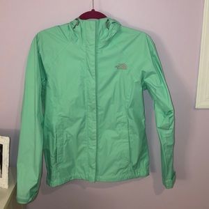 North Face mint light weight rain coat